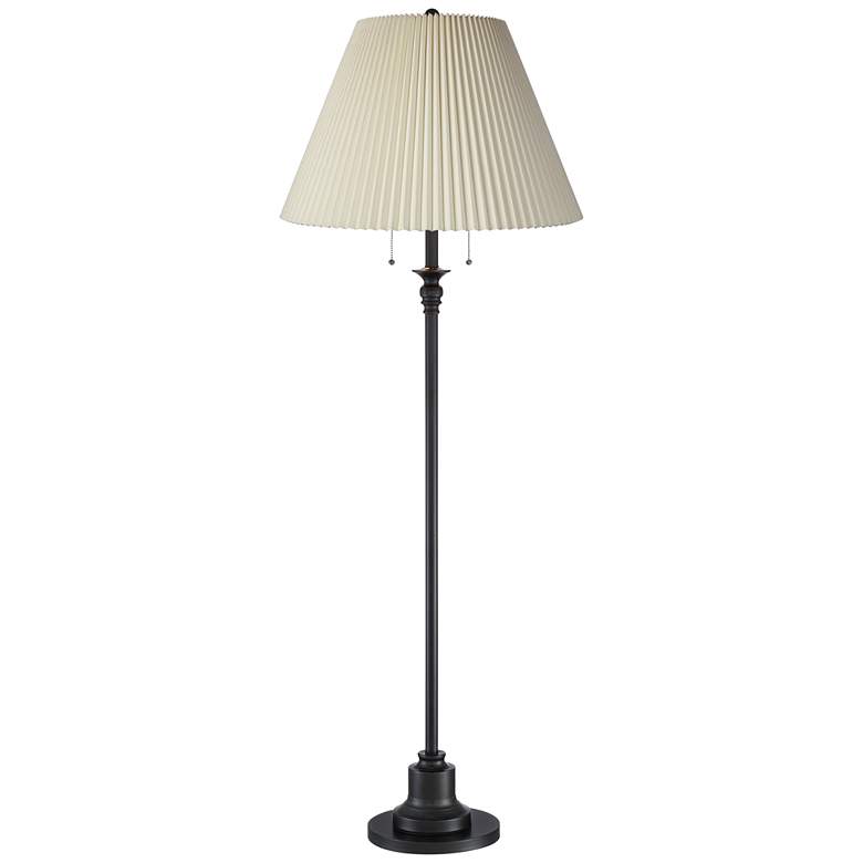 Image 2 360 Lighting Spenser 58" Bronze Floor Lamp with Beige Pleated Shade