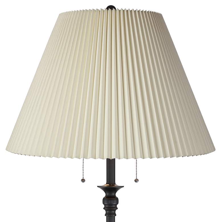 Image 3 360 Lighting Spenser 58" Bronze Floor Lamp with Beige Pleated Shade more views