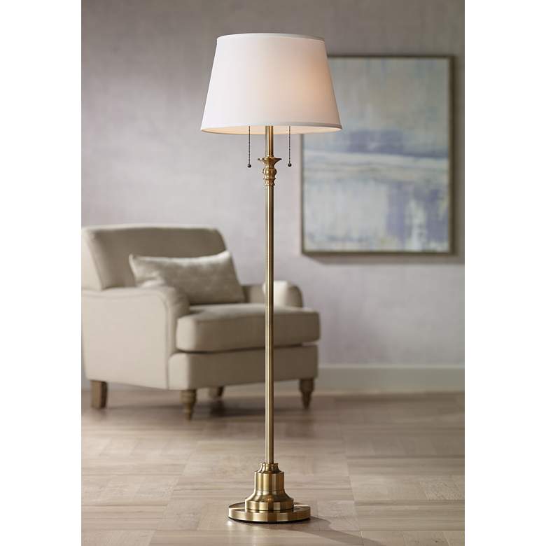 Image 1 360 Lighting Spenser 58" Brushed Antique Brass Traditional Floor Lamp