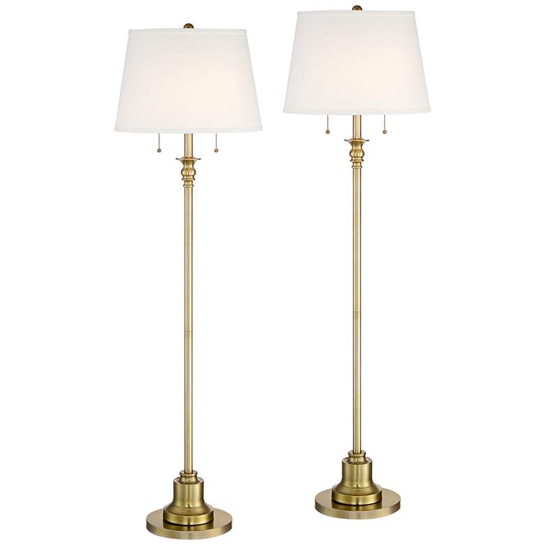 Image 2 360 Lighting Spenser 58" High Brass Traditional Floor Lamps Set of 2