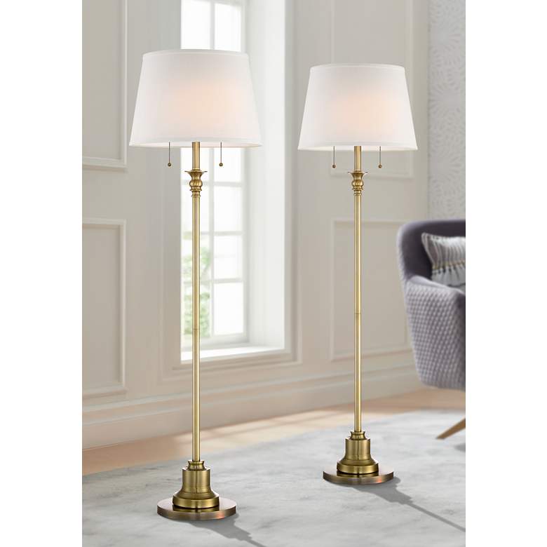 Image 1 360 Lighting Spenser 58 inch High Brass Traditional Floor Lamps Set of 2