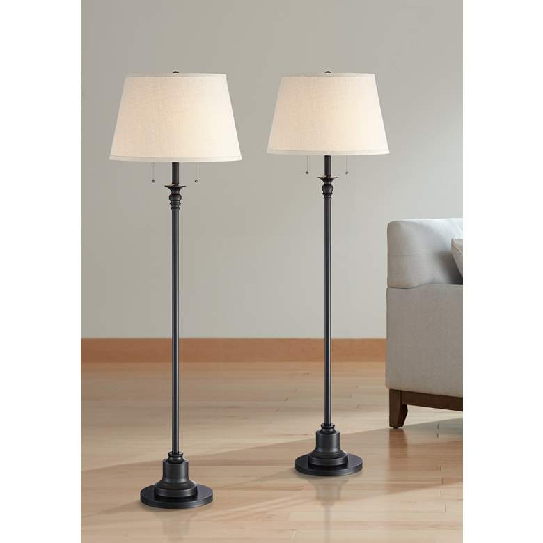 Image 1 360 Lighting Spenser 58 inch Oiled Bronze Traditional Floor Lamps Set of 2