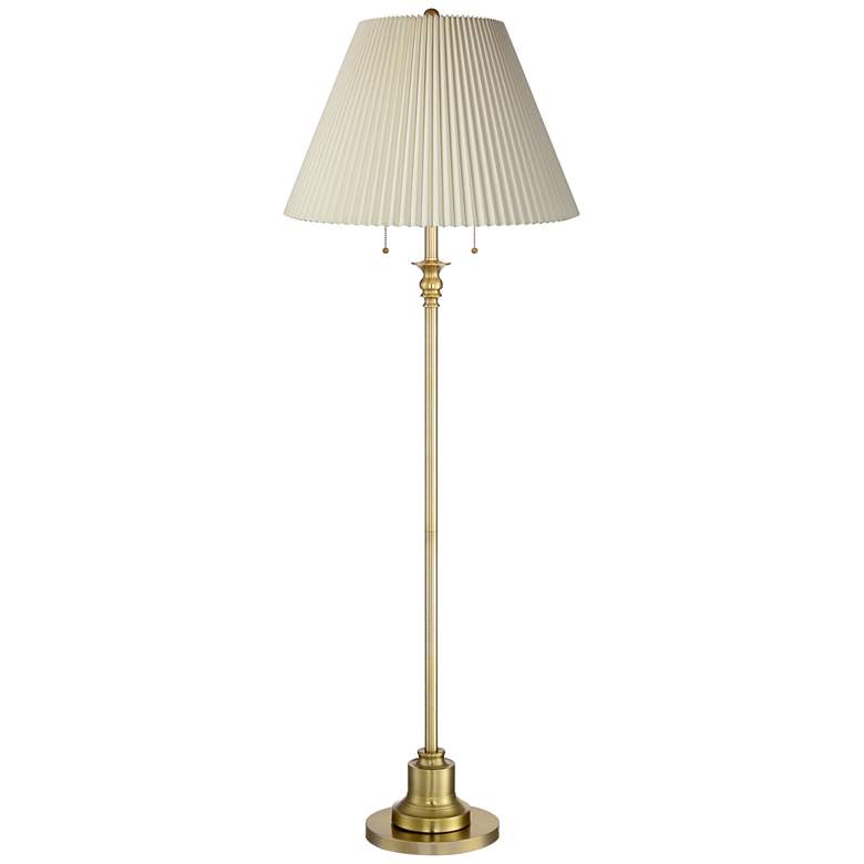 Image 2 360 Lighting Spenser Pleated Shade Brushed Brass Traditional Floor Lamp