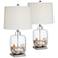 360 Lighting Square Glass Fillable Table Lamps with Shells Set of 2