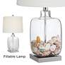 360 Lighting Square Glass Fillable Table Lamps with Shells Set of 2