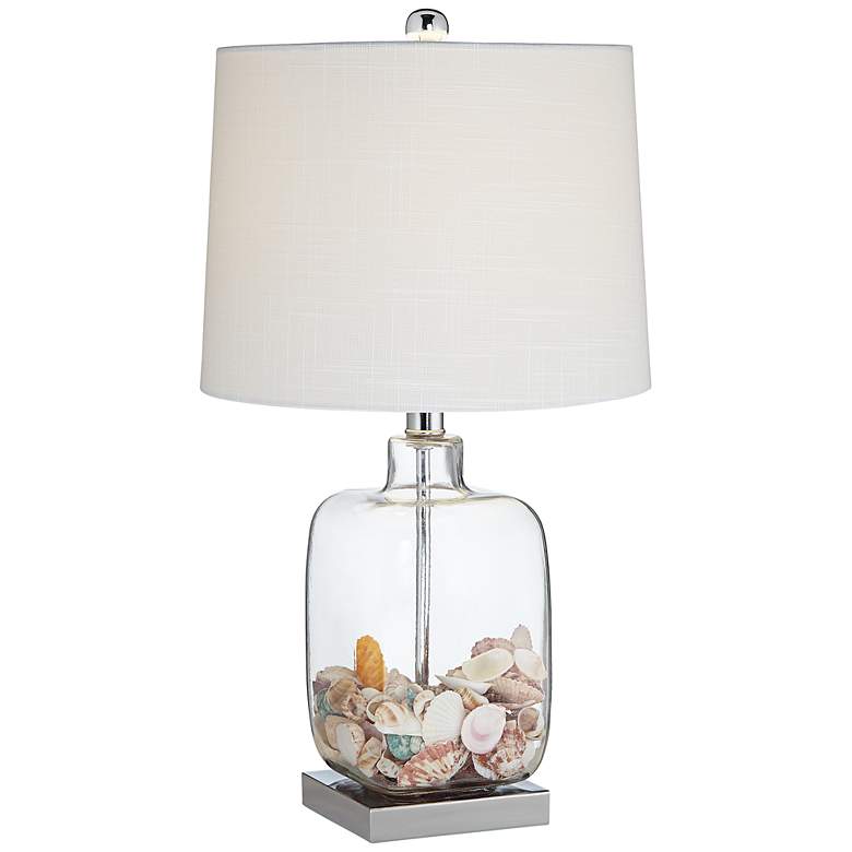 Image 2 360 Lighting Square Glass with Shells 21 3/4 inch High Fillable Table Lamp