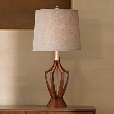 360 Lighting St. Claire 30 3/4" Faux Wood Mid-Century Table Lamp