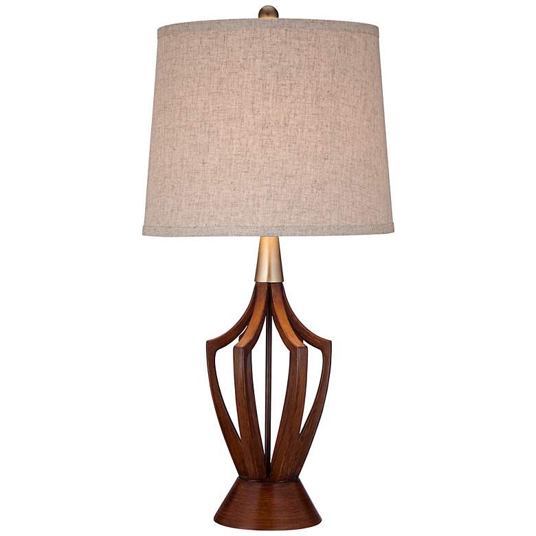 Image 3 360 Lighting St. Claire Faux Wood Mid-Century Modern Table Lamp