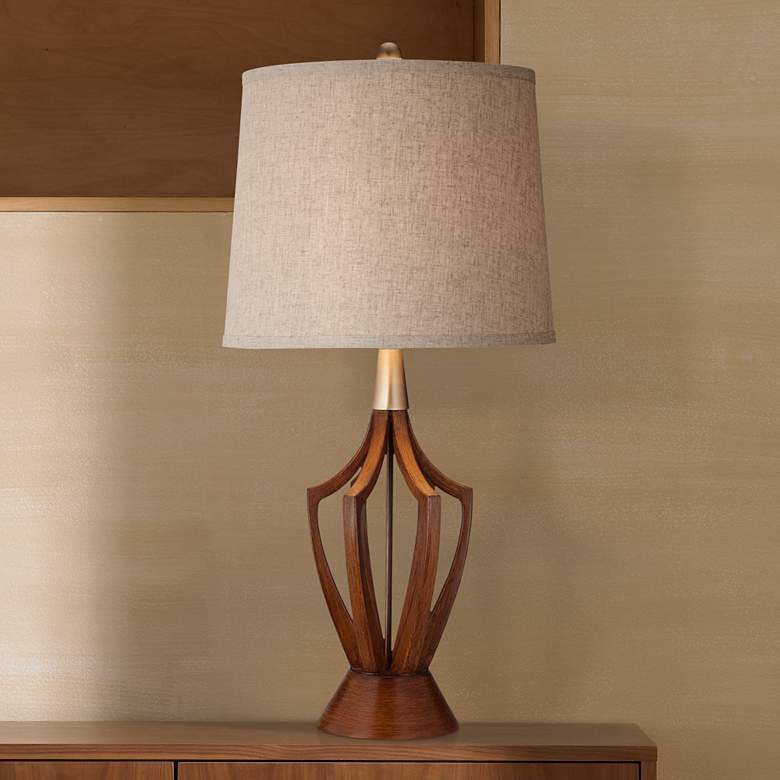 Image 2 360 Lighting St. Claire Faux Wood Mid-Century Modern Table Lamp