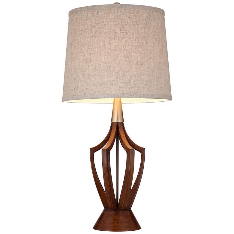 Image 7 360 Lighting St. Claire Faux Wood Mid-Century Modern Table Lamp more views