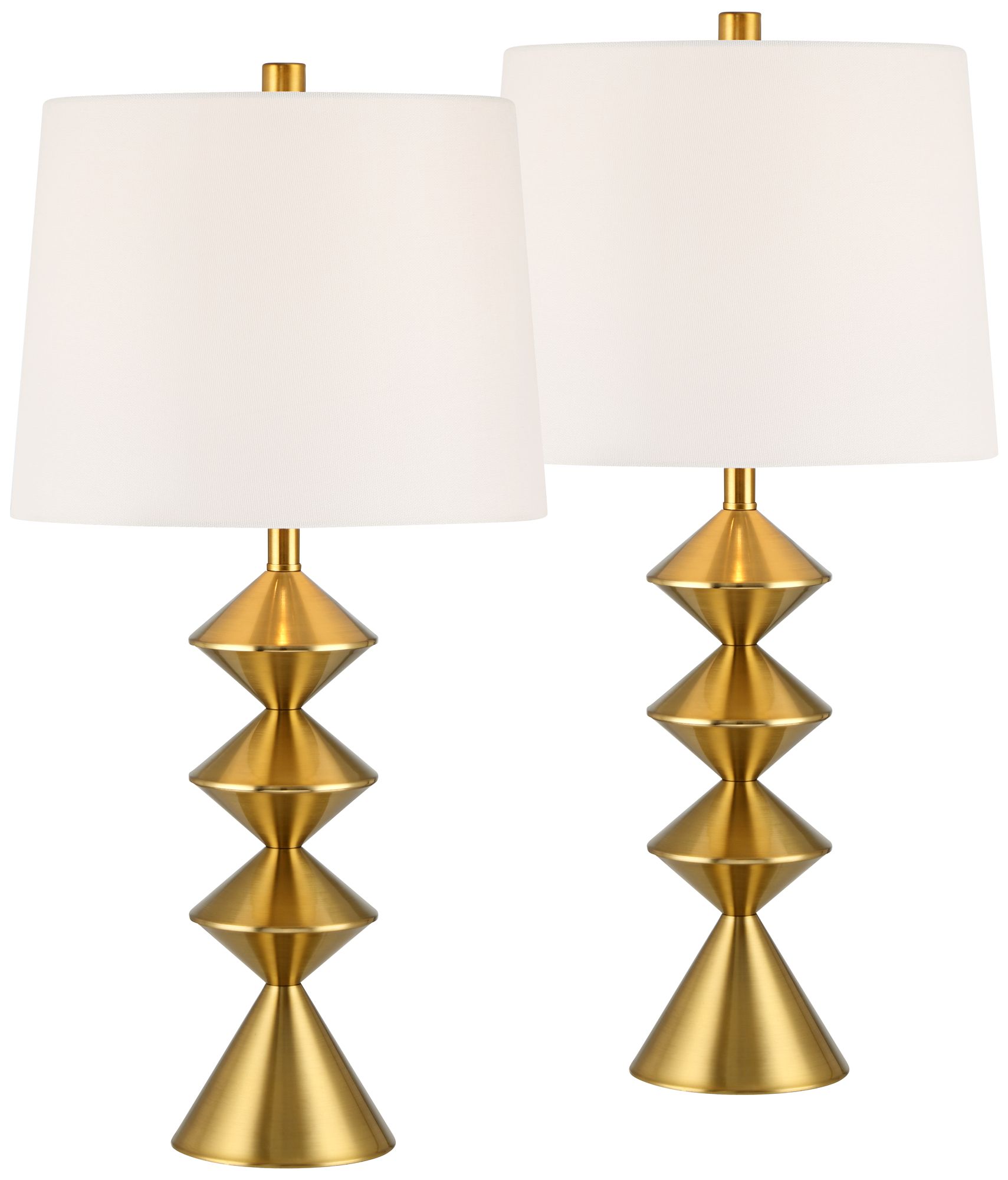360 Lighting Stacked Diamonds 24" Modern Gold Table Lamps Set of 2 - #9115A | Lamps Plus