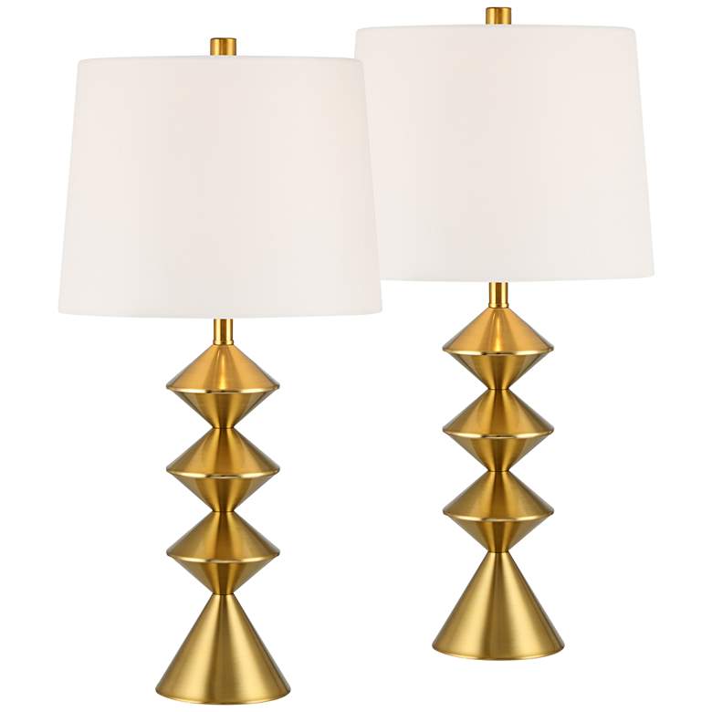 Image 2 360 Lighting Stacked Diamonds 24" Modern Gold Table Lamps Set of 2