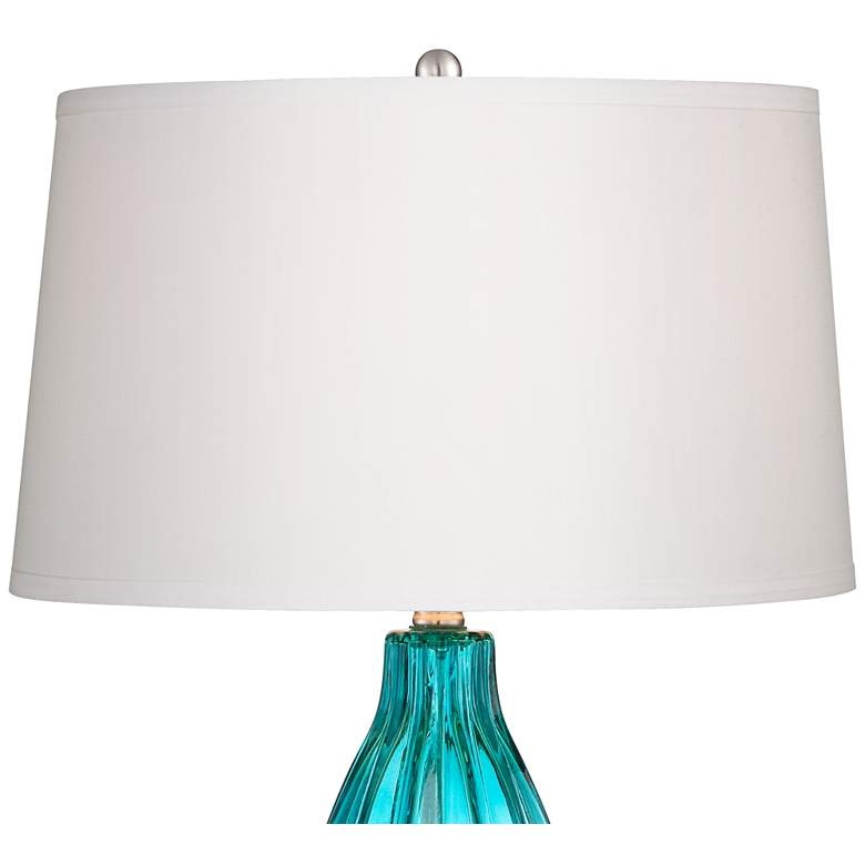 Image 4 360 Lighting Stella 30 inch High Blue Fluted Glass Table Lamp more views