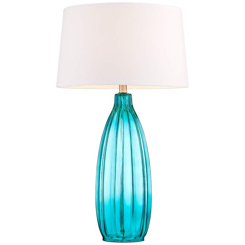 Image 6 360 Lighting Stella 30 inch High Blue Fluted Glass Table Lamp more views
