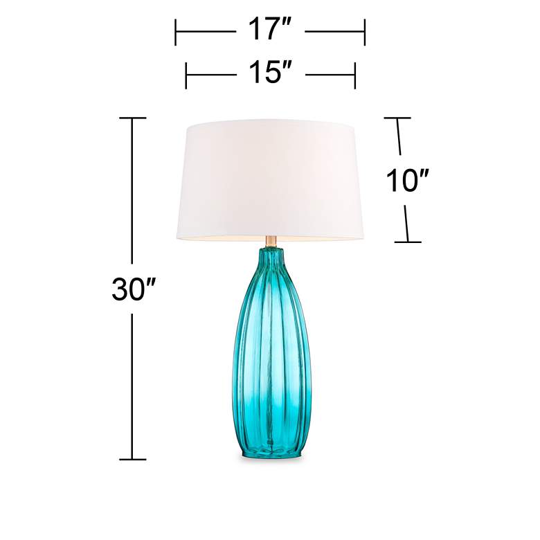 Image 7 360 Lighting Stella 30 inch High Blue Fluted Glass Table Lamp more views