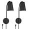 360 Lighting Sully 19" Black Plug-in USB Wall Lamps Set of 2