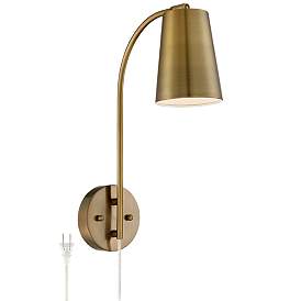 Image2 of 360 Lighting Sully 19" High Warm Brass Plug-In Wall Lamp