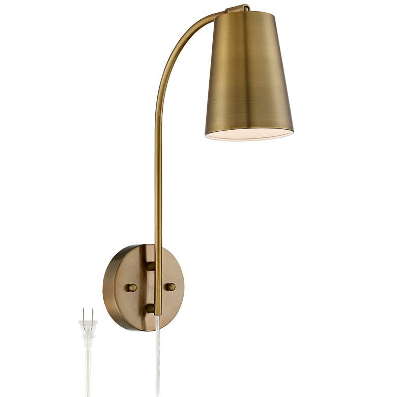 Image 2 360 Lighting Sully 19 inch High Warm Brass Plug-In Wall Lamp