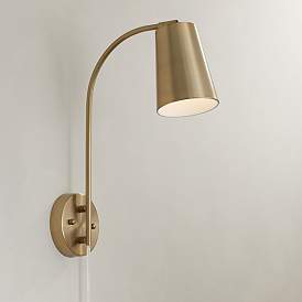 Image1 of 360 Lighting Sully 19" High Warm Brass Plug-In Wall Lamp