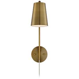 Image5 of 360 Lighting Sully 19" High Warm Brass Plug-In Wall Lamp more views