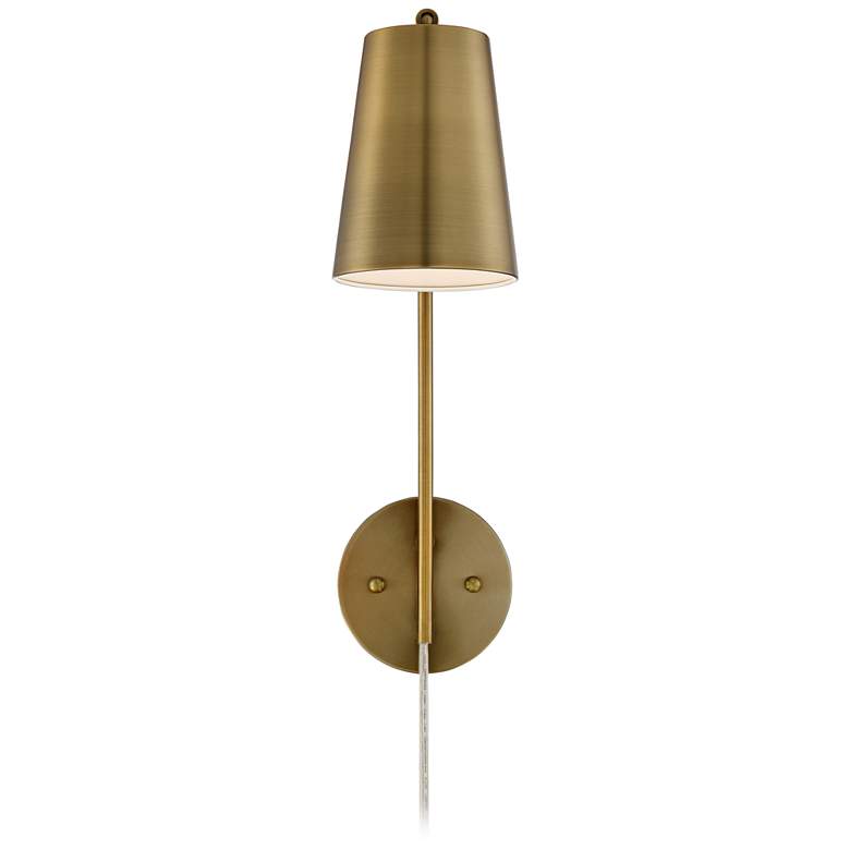 Image 5 360 Lighting Sully 19" High Warm Brass Plug-In Wall Lamp more views