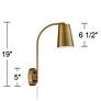 360 Lighting Sully 19" High Warm Brass Plug-In Wall Lamp