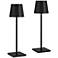 360 Lighting Suvi 14 3/4" Black Battery Powered Cordless Lamps Set