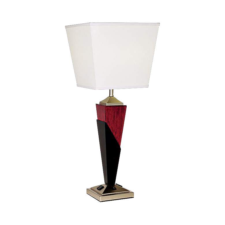 Image 1 360 Lighting Tapered Wood 29" High Table Lamp with Charging Outlets
