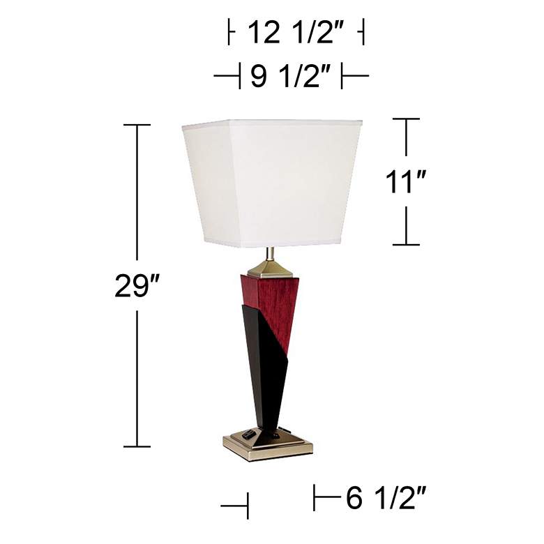 Image 4 360 Lighting Tapered Wood 29 inch High Table Lamp with Charging Outlets more views