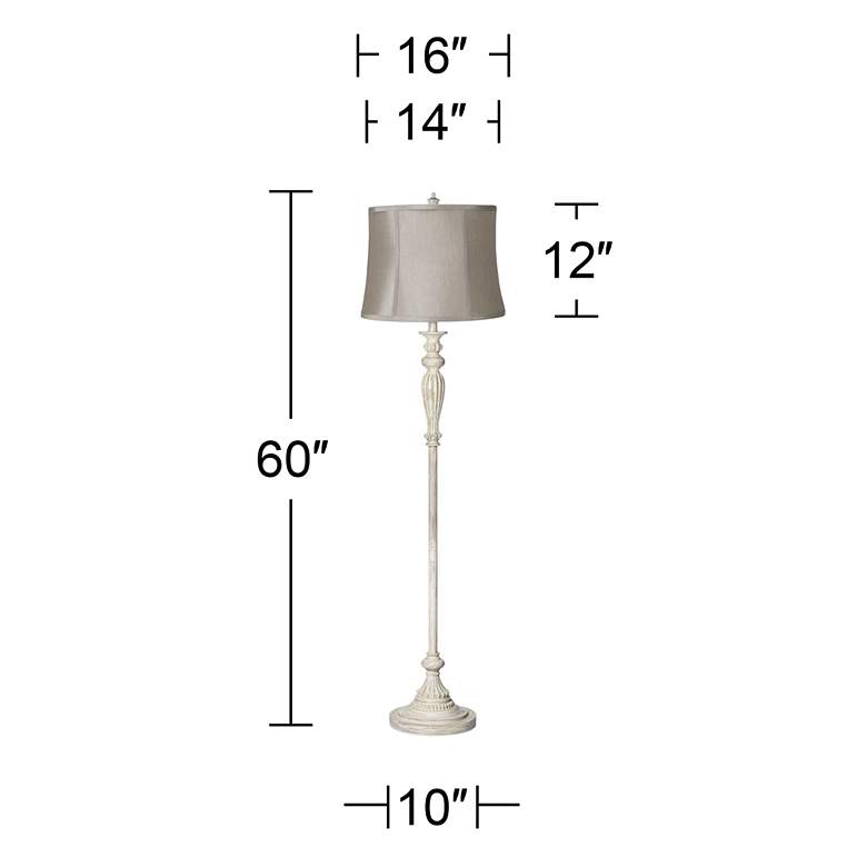 Image 7 360 Lighting Taupe Gray Shade Vintage Chic Antique White Floor Lamp more views