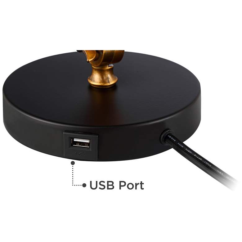 Image 6 360 Lighting Taurus Black and Gold Adjustable Desk Lamp with USB Port more views