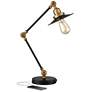 3_360 Lighting Taurus Black and Gold Adjustable Desk Lamp with USB Ports