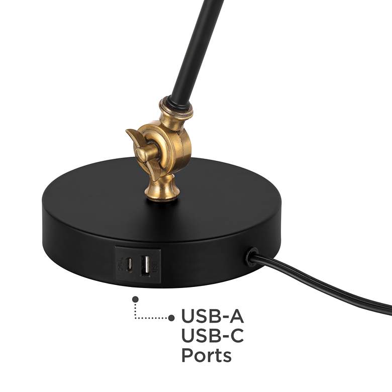 Image 6 360 Lighting Taurus Black and Gold Adjustable Desk Lamp with USB Ports more views