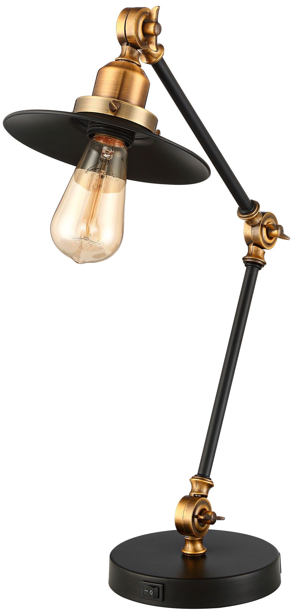 360 Lighting Taurus Black Gold Adjustable USB Desk Lamps Set of 2