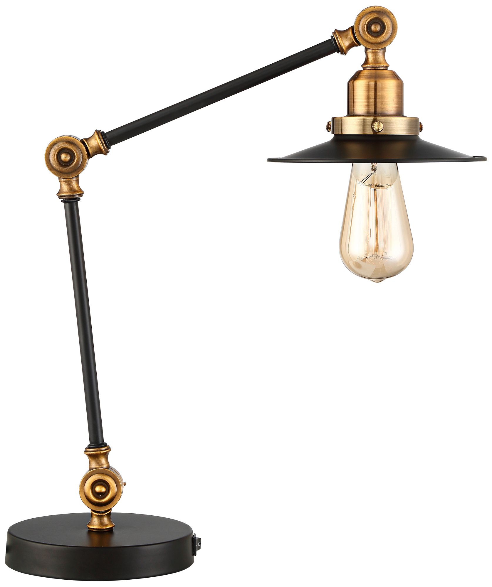 360 Lighting Taurus Black Gold Adjustable USB Desk Lamps Set of 2