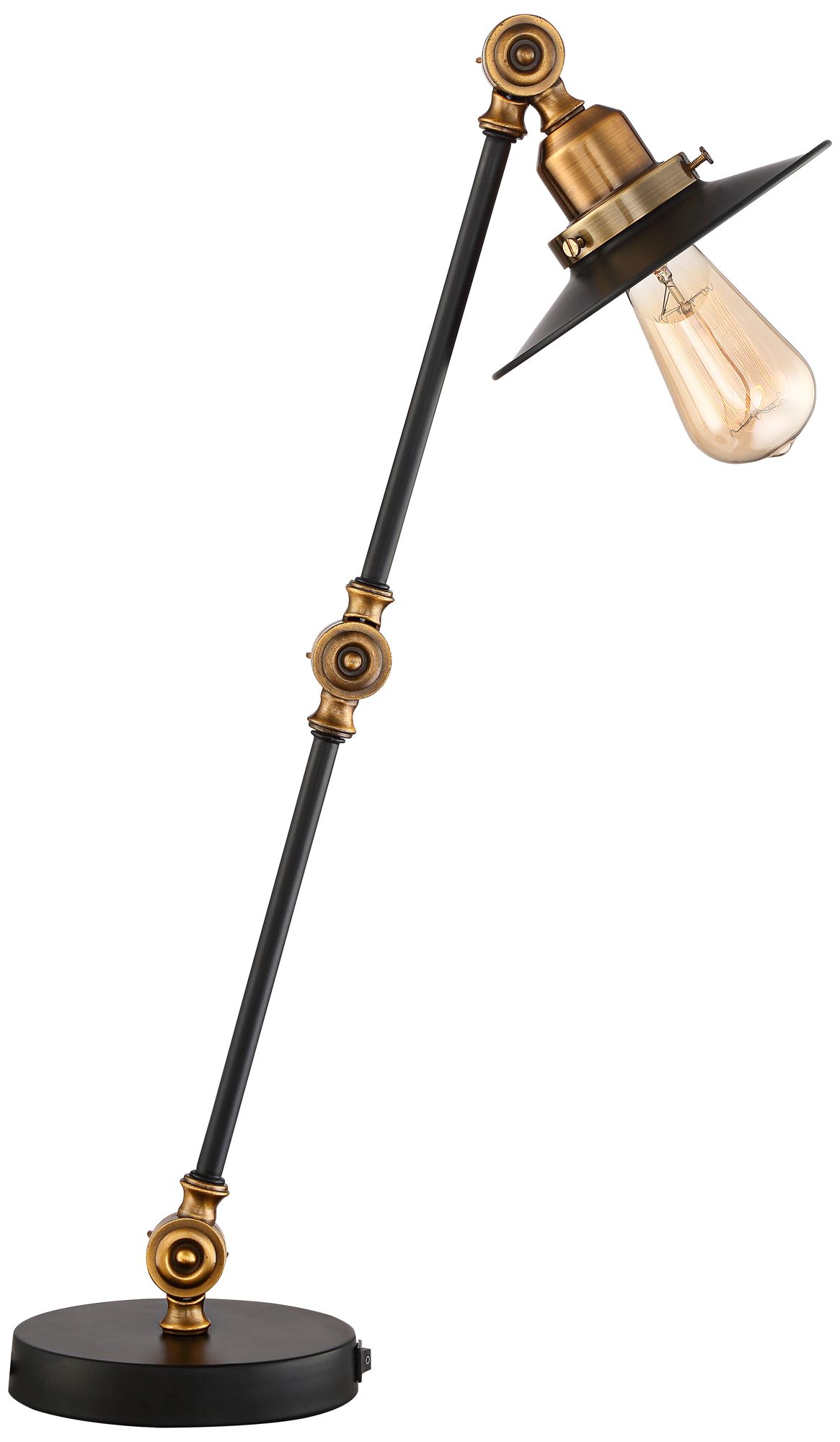 360 Lighting Taurus Black Gold Adjustable USB Desk Lamps Set of 2