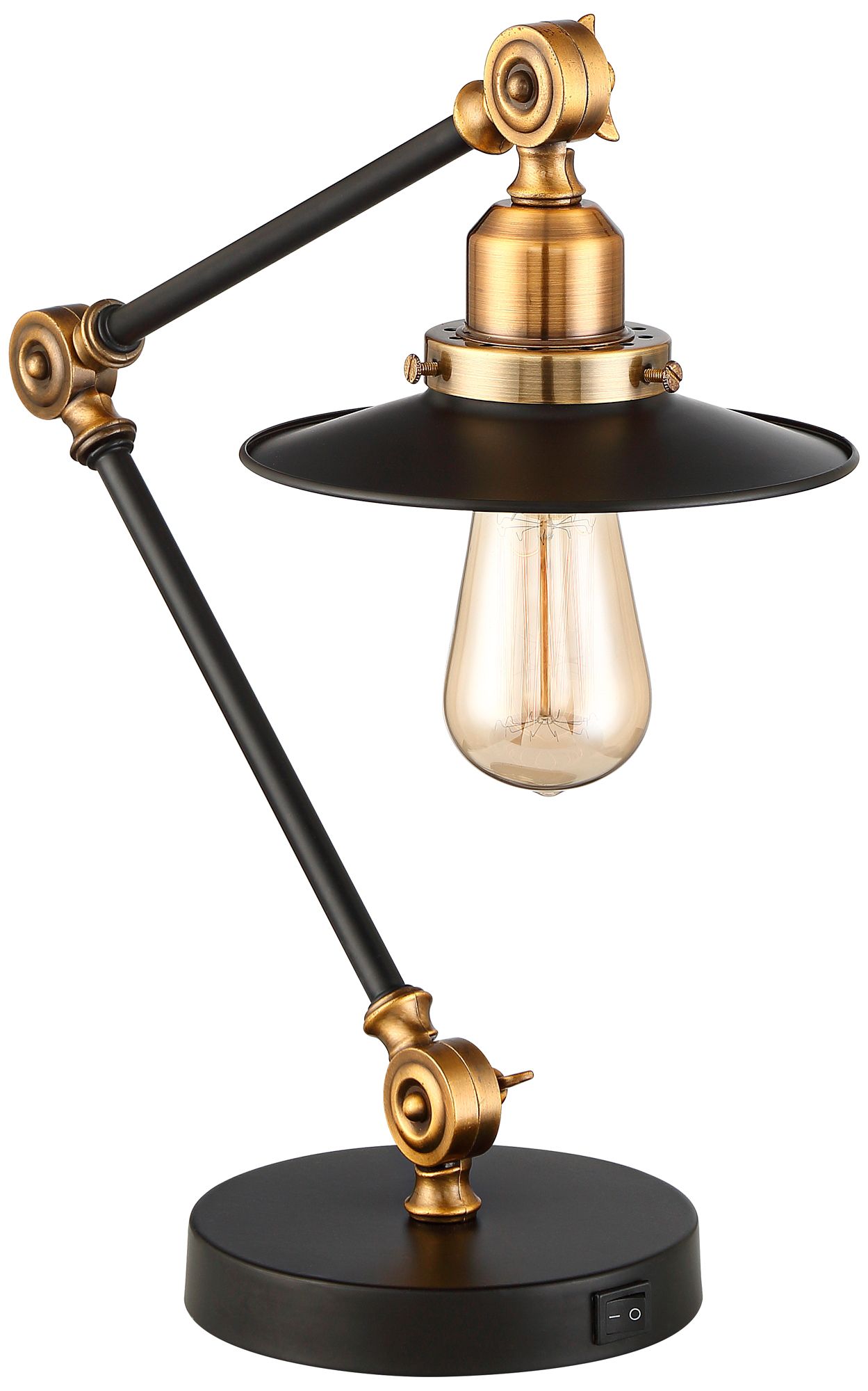 360 Lighting Taurus Black Gold Adjustable USB Desk Lamps Set of 2