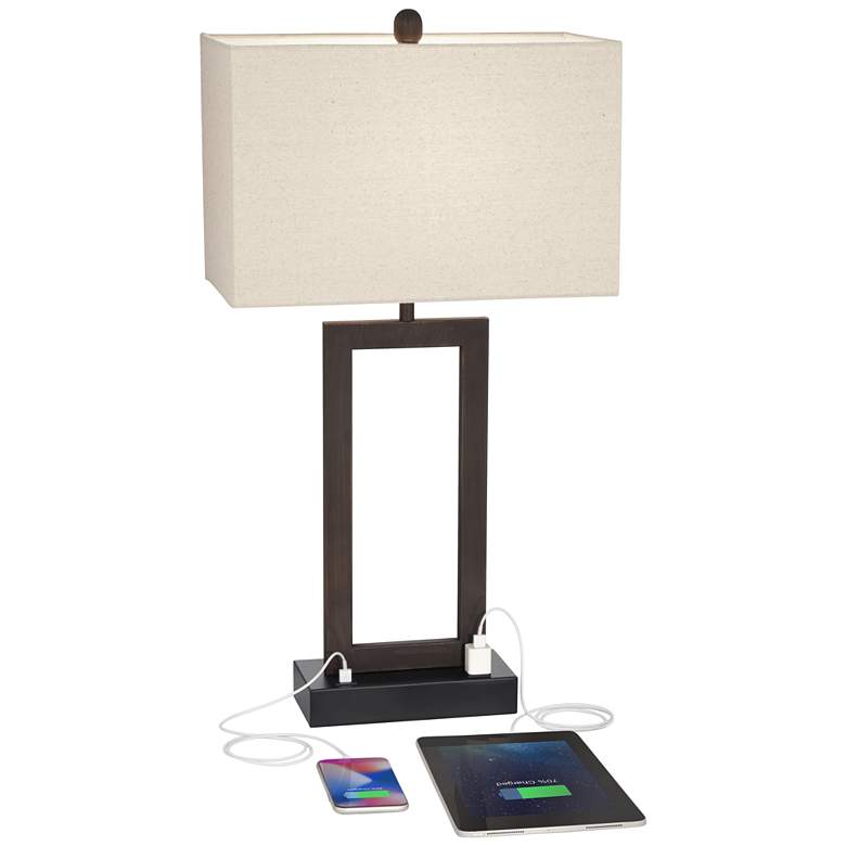 Image 3 360 Lighting Todd 30" Open Base Bronze Metal USB and Outlet Table Lamp more views