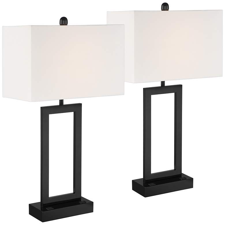 Image 2 360 Lighting Todd 30" Open Base USB and Outlet Table Lamps Set of 2