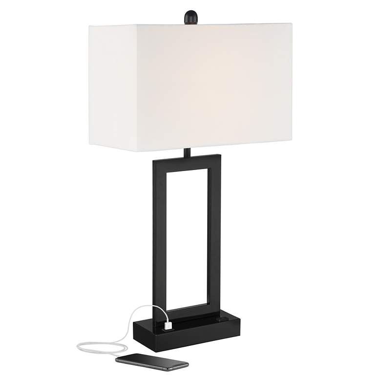 Image 2 360 Lighting Todd Black Metal Table Lamp with USB Port and Outlet