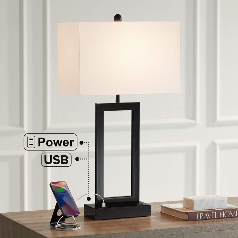 Image 1 360 Lighting Todd Black Metal Table Lamp with USB Port and Outlet