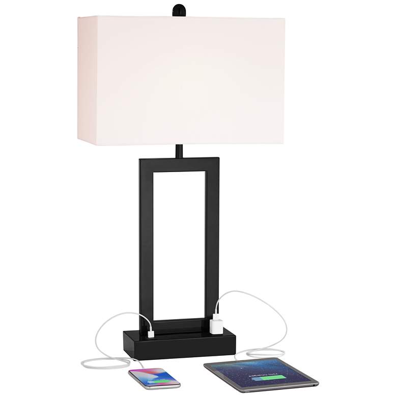 Image 3 360 Lighting Todd Black Metal Table Lamp with USB Port and Outlet more views