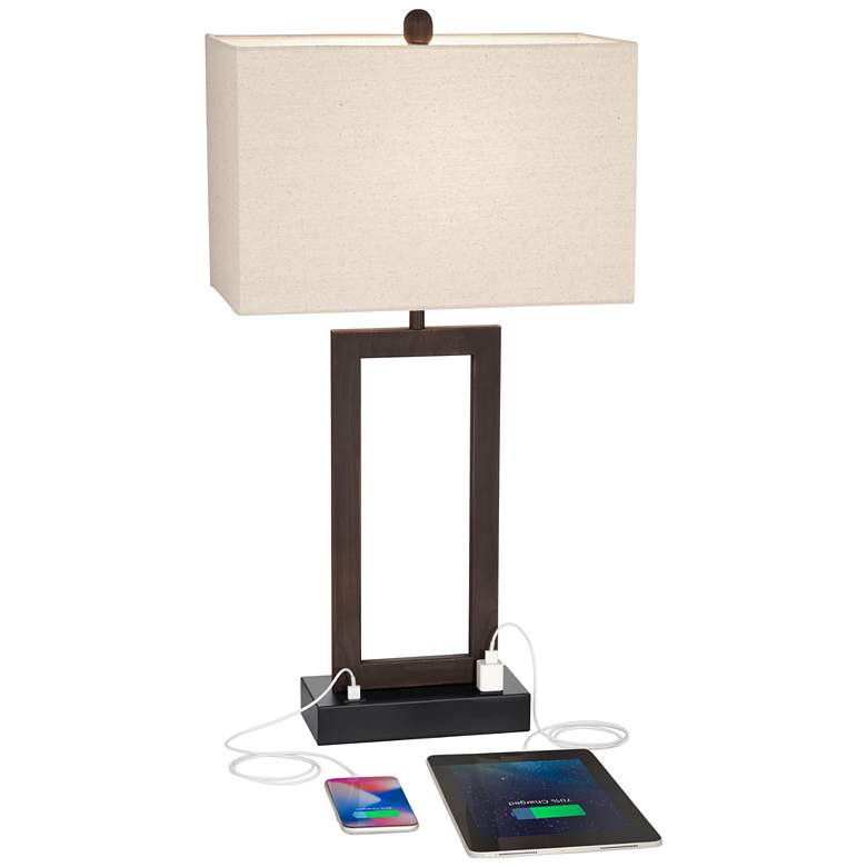 Image 3 360 Lighting Todd Bronze Table Lamps Set of 2 with USB Port and Outlet more views