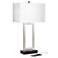 360 Lighting Todd Brushed Nickel Table Lamp with USB Port and Outlet