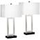 360 Lighting Todd Brushed Nickel USB and Outlet Table Lamps Set of 2