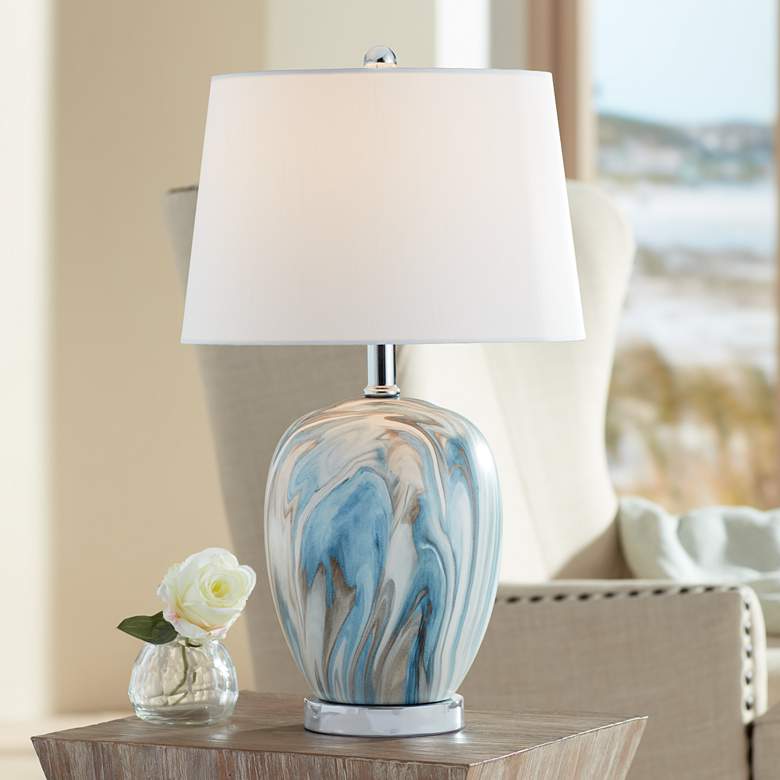 Image 1 360 Lighting Travis 20 1/4" High Modern Blue Ceramic Table Lamp