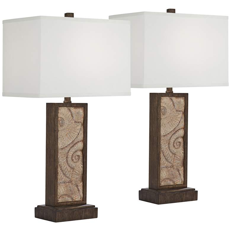 Image 2 360 Lighting Treasure 27" Cay Coastal Shell USB Table Lamps Set of 2