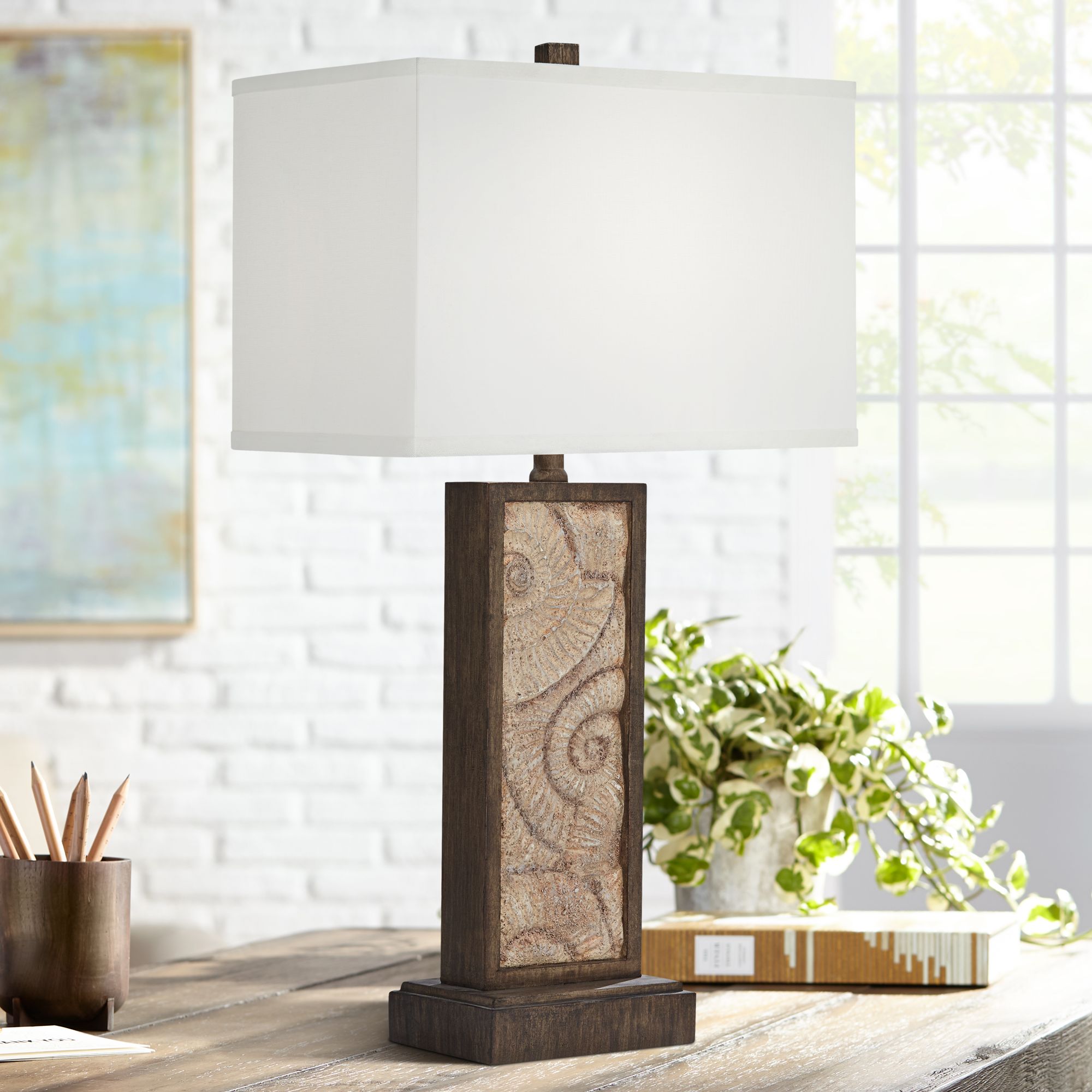 360 Lighting Treasure 27" Cay Coastal Shell USB Table Lamps Set of 2