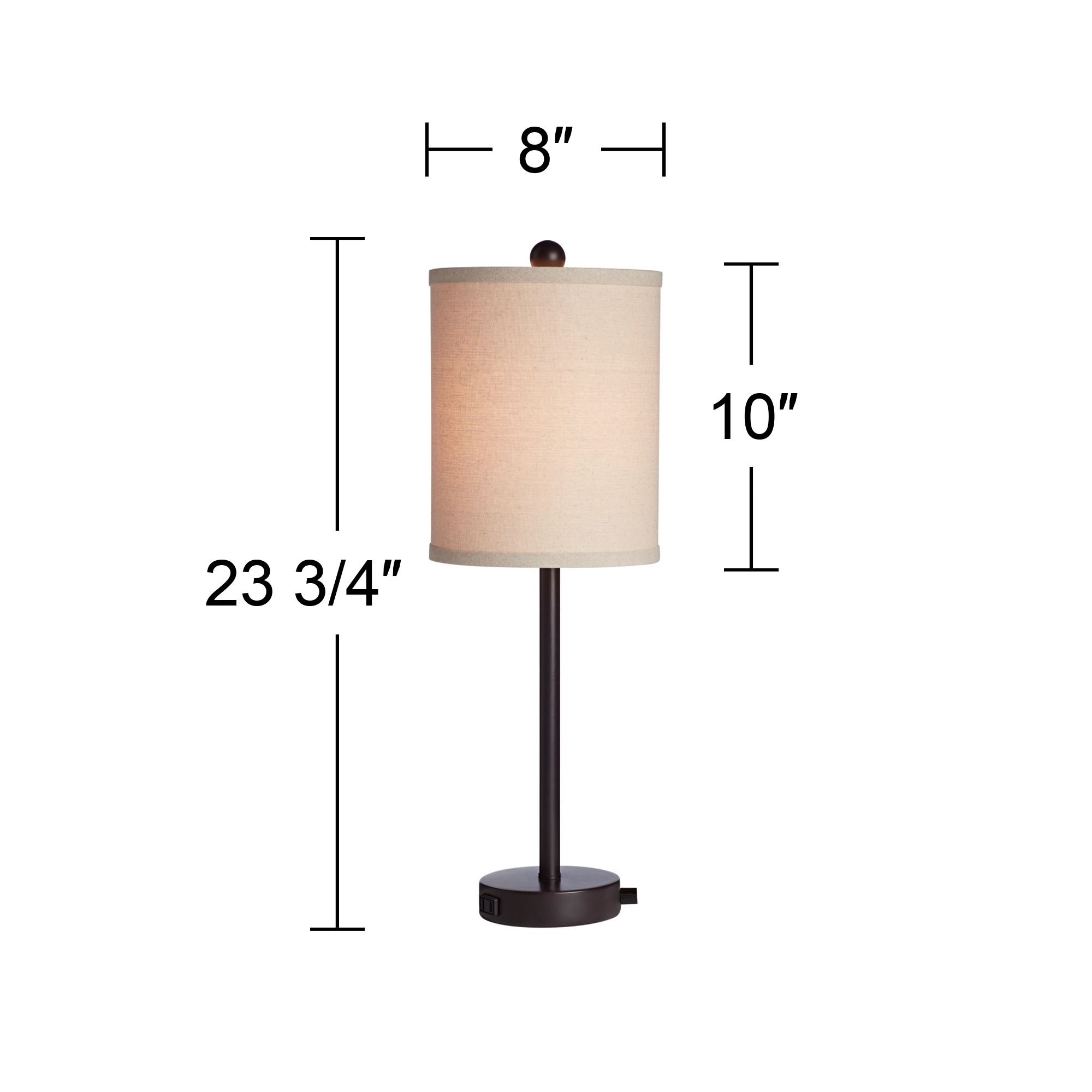 360 Lighting Trotter 23 3/4" Bronze USB Outlet Lamps Set of 2