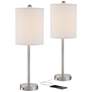 2_360 Lighting Trotter 23 3/4" Nickel USB Lamps with Dimmers Set of 2